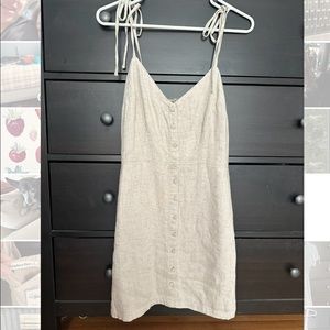 NWT button front tie shoulder linen dress